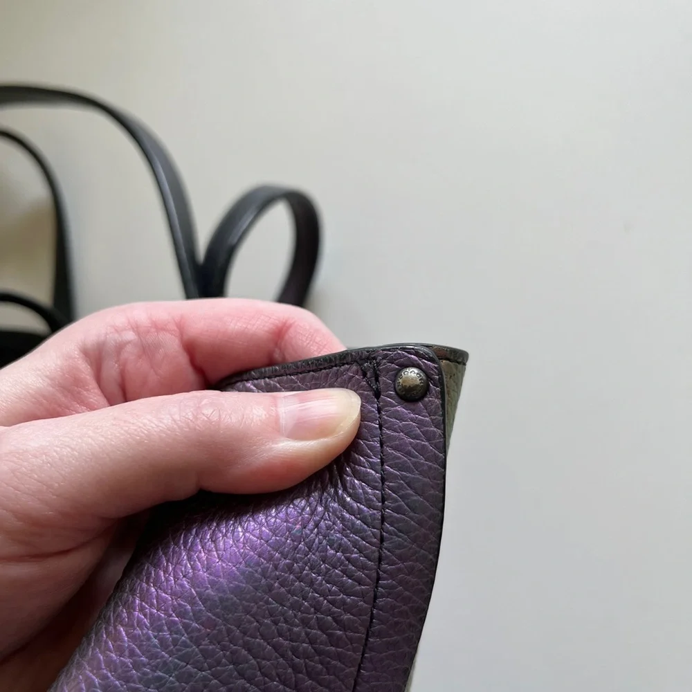 Coach Multicolor Iridescent Holographic Tote Bag Good Shape Purple Silver Flaws - Picture 16 of 16